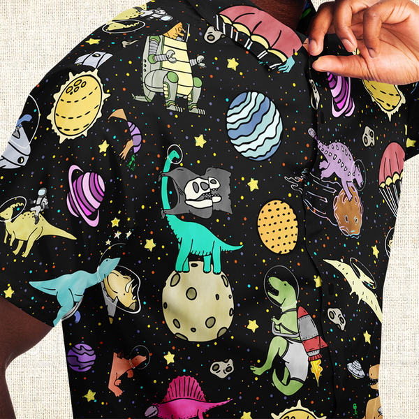 Personalized Interstellar Dinos Button-Up Shirt