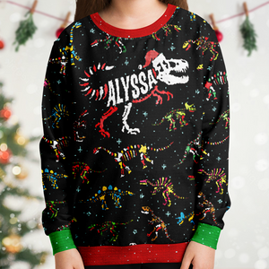 Personalized Jingle Bones Ugly Christmas Youth Sweatshirt (W/ Knit Texture Effect)