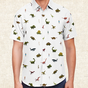 Personalized Jurassic Pixels Button-Up Shirt