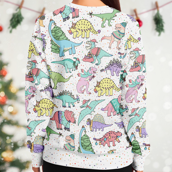 Personalized Jolly Dinos Christmas Sweatshirt